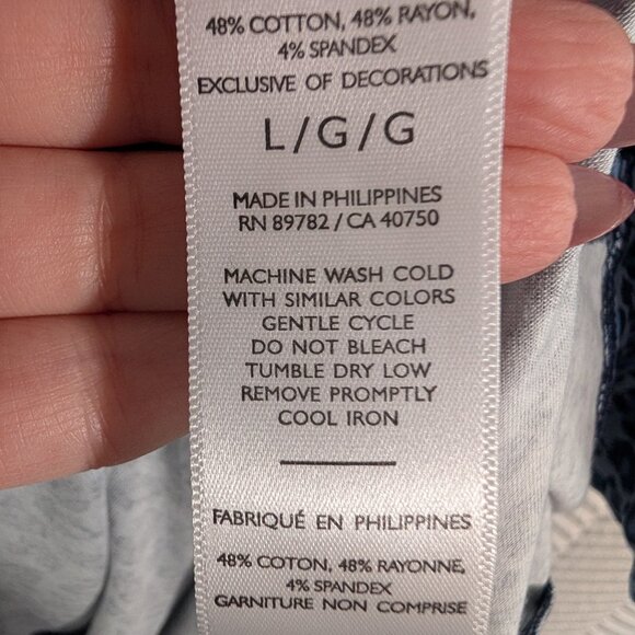 N Natori Blue Leopard Print Cotton Jersey Caftan Midnight Navy Size Large NWT - Picture 12 of 13